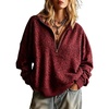 image:imageCHARTOU Women Fashion Leopard Faux Suede Sweatshirt Half Zip Oversized Pullover TopWine