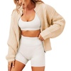 image:imageCHARTOU Women Zip Up Cardigan Sweater Sweatshirt Chunky Cable Knit Casual Loose Jacket Outfits TopsApricot