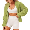 image:imageCHARTOU Women Zip Up Cardigan Sweater Sweatshirt Chunky Cable Knit Casual Loose Jacket Outfits TopsGreen