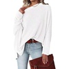 image:imageCHARTOU Womens Oversized Crewneck Batwing Sleeve Waffle Knit Sweatshirt Pullovers SweaterWhite