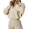 image:imageCHARTOU Women 2 Piece Sweatsuit Set Half Zip Workout Yoga Sweatshirt Crop Top Hoodie Tracksuit Jogging Suit OutfitsApricot Set
