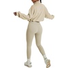 image:imageCHARTOU Women 2 Piece Sweatsuit Set Half Zip Workout Yoga Sweatshirt Crop Top Hoodie Tracksuit Jogging Suit OutfitsApricot Set