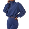 image:imageCHARTOU Women 2 Piece Sweatsuit Set Half Zip Workout Yoga Sweatshirt Crop Top Hoodie Tracksuit Jogging Suit OutfitsBlue Set