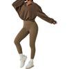 image:imageCHARTOU Women 2 Piece Sweatsuit Set Half Zip Workout Yoga Sweatshirt Crop Top Hoodie Tracksuit Jogging Suit OutfitsBrown Hoodie