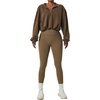 image:imageCHARTOU Women 2 Piece Sweatsuit Set Half Zip Workout Yoga Sweatshirt Crop Top Hoodie Tracksuit Jogging Suit OutfitsBrown Legging