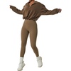 image:imageCHARTOU Women 2 Piece Sweatsuit Set Half Zip Workout Yoga Sweatshirt Crop Top Hoodie Tracksuit Jogging Suit OutfitsBrown Legging
