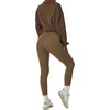image:imageCHARTOU Women 2 Piece Sweatsuit Set Half Zip Workout Yoga Sweatshirt Crop Top Hoodie Tracksuit Jogging Suit OutfitsBrown Legging