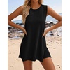 image:imageCHARTOU Women Summer 2 Piece Knit Sweater Set Ribbed Lounge Sleeveless Knitted Vest Tank Top Tunic Matching Set ShortsBlack