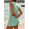 image:imageCHARTOU Women Summer 2 Piece Knit Sweater Set Ribbed Lounge Sleeveless Knitted Vest Tank Top Tunic Matching Set ShortsLake Green
