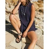 image:imageCHARTOU Women Summer 2 Piece Knit Sweater Set Ribbed Lounge Sleeveless Knitted Vest Tank Top Tunic Matching Set ShortsNavy