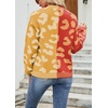 image:imageCHARTOU Womens Color Block Button Down Leopard Print Open Front Cardigan Sweater KnitwearOrange