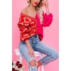 image:imageCHARTOU Womens Color Block Button Down Leopard Print Open Front Cardigan Sweater KnitwearRed