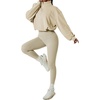 image:imageCHARTOU Women 2 Piece Sweatsuit Set Half Zip Workout Yoga Sweatshirt Crop Top Hoodie Tracksuit Jogging Suit OutfitsApricot Set
