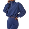 image:imageCHARTOU Women 2 Piece Sweatsuit Set Half Zip Workout Yoga Sweatshirt Crop Top Hoodie Tracksuit Jogging Suit OutfitsBlue Hoodie