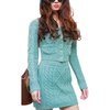 image:imageCHARTOU Women Fall Sweater Sets 2 Piece Outfits Hoodies Crop Top Mini Skirt Winter Sweater SetsGreen