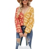 image:imageCHARTOU Womens Color Block Button Down Leopard Print Open Front Cardigan Sweater KnitwearOrange