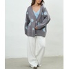 image:imageCHARTOU Women Floral Jacquard Sweater Cardigan Fall Oversized V Neck Button Down Knit Outwear CoatGrey