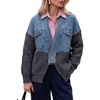 image:imageWomen Denim Knit Patchwork Jacket V Neck Button Loose Casual Cardigan CoatGrey