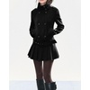image:imageCHARTOU Women Classic Double Breast Stand Collar Wool Blend Belted Midi Coat Dress with Preppy Pleated HemBlack