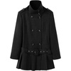 image:imageCHARTOU Women Classic Double Breast Stand Collar Wool Blend Belted Midi Coat Dress with Preppy Pleated HemBlack