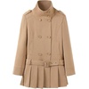 image:imageCHARTOU Women Classic Double Breast Stand Collar Wool Blend Belted Midi Coat Dress with Preppy Pleated HemKhaki