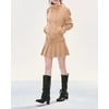 image:imageCHARTOU Women Classic Double Breast Stand Collar Wool Blend Belted Midi Coat Dress with Preppy Pleated HemKhaki