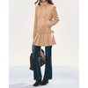 image:imageCHARTOU Women Classic Double Breast Stand Collar Wool Blend Belted Midi Coat Dress with Preppy Pleated HemKhaki
