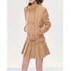 image:imageCHARTOU Women Classic Double Breast Stand Collar Wool Blend Belted Midi Coat Dress with Preppy Pleated HemKhaki