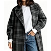 image:imageCHARTOU Women Plaid Wool Blend Long Trench Coat Loose Fit Winter Pea CoatGray