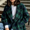 image:imageCHARTOU Women Plaid Wool Blend Long Trench Coat Loose Fit Winter Pea CoatGreen