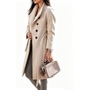 image:imageCHARTOU Women Stand Collar Lapel Wool Blend Coat Belted Button Midi PeacoatApricot