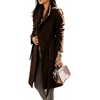 image:imageCHARTOU Women Stand Collar Lapel Wool Blend Coat Belted Button Midi PeacoatCoffee