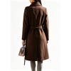 image:imageCHARTOU Women Stand Collar Lapel Wool Blend Coat Belted Button Midi PeacoatCoffee
