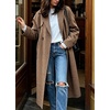 image:imageWomen Lightweight Wool Blend Long Coat Fall Jacket Plaid Trench OvercoatBrown
