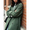 image:imageWomen Lightweight Wool Blend Long Coat Fall Jacket Plaid Trench OvercoatGreen