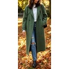 image:imageWomen Lightweight Wool Blend Long Coat Fall Jacket Plaid Trench OvercoatGreen