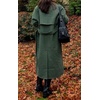 image:imageWomen Lightweight Wool Blend Long Coat Fall Jacket Plaid Trench OvercoatGreen