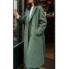 image:imageWomen Lightweight Wool Blend Long Coat Fall Jacket Plaid Trench OvercoatGreen