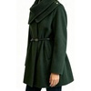 image:imageWomen Wool Blend Coat Detachable Knit Scarf Belted Mid Winter OuterwearGreen