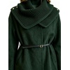 image:imageWomen Wool Blend Coat Detachable Knit Scarf Belted Mid Winter OuterwearGreen