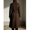 image:imageWomens Single Breasted Pea Coat Wool Blend Stand Collar Winter OvercoatBrown