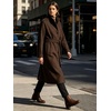 image:imageWomens Single Breasted Pea Coat Wool Blend Stand Collar Winter OvercoatBrown