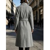 image:imageWomens Single Breasted Pea Coat Wool Blend Stand Collar Winter OvercoatGray