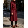 image:imageWomens Single Breasted Pea Coat Wool Blend Stand Collar Winter OvercoatWine