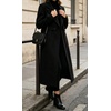 image:imageWomens Wool Blend Long Coat Notched Lapel Pea Coat Warm Winter OvercoatBlack