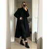 image:imageWomens Wool Blend Long Coat Notched Lapel Pea Coat Warm Winter OvercoatBlack