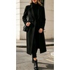 image:imageWomens Wool Blend Long Coat Notched Lapel Pea Coat Warm Winter OvercoatBlack