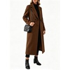 image:imageWomens Wool Blend Long Coat Notched Lapel Pea Coat Warm Winter OvercoatBrown