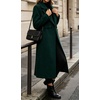 image:imageWomens Wool Blend Long Coat Notched Lapel Pea Coat Warm Winter OvercoatDark Green