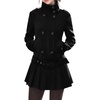 image:imageCHARTOU Women Classic Double Breast Stand Collar Wool Blend Belted Midi Coat Dress with Preppy Pleated HemBlack